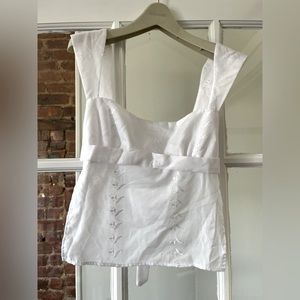 White Cotton Camisole breezy top with a bow in the back